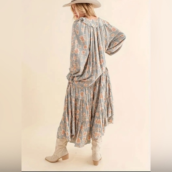 NWT-Chai Boho Floral Maxi Ruffle Dress - Picture 4 of 8